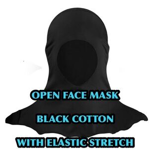 Black Open Face Mask with Elastic Stretch